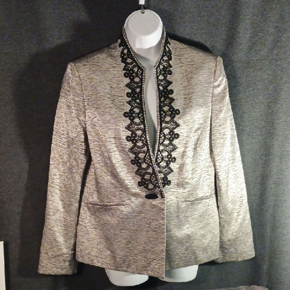 Kasper Women's Blazer with Black Embellished Trim Size 14